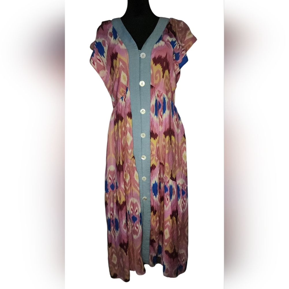 THML Flutter Sleeve Abstract Maxi Dress, Womens Small - Picture 3 of 8